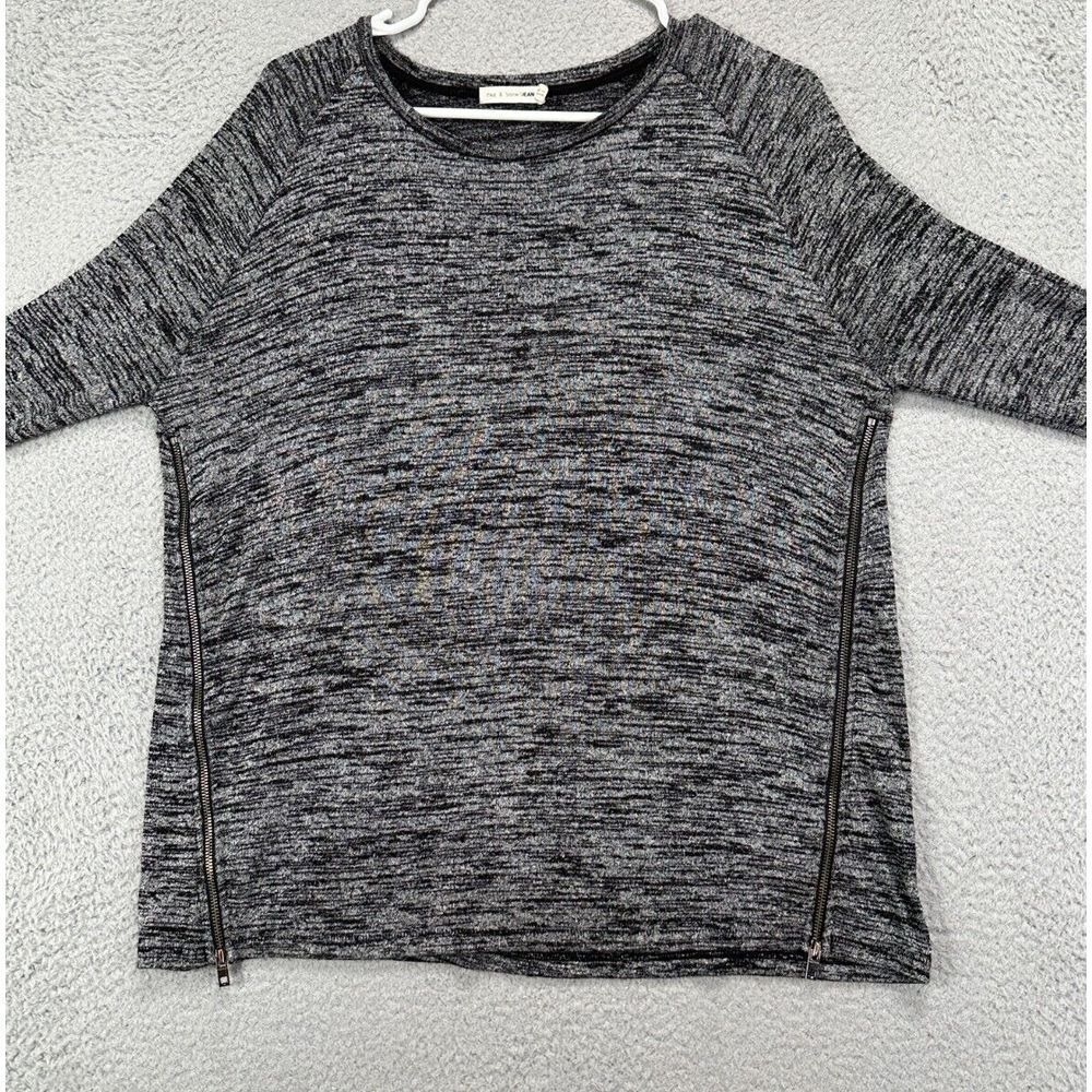 rag & bone Pullover Womens Small Petite Side Zip Grey Space Dye EUC